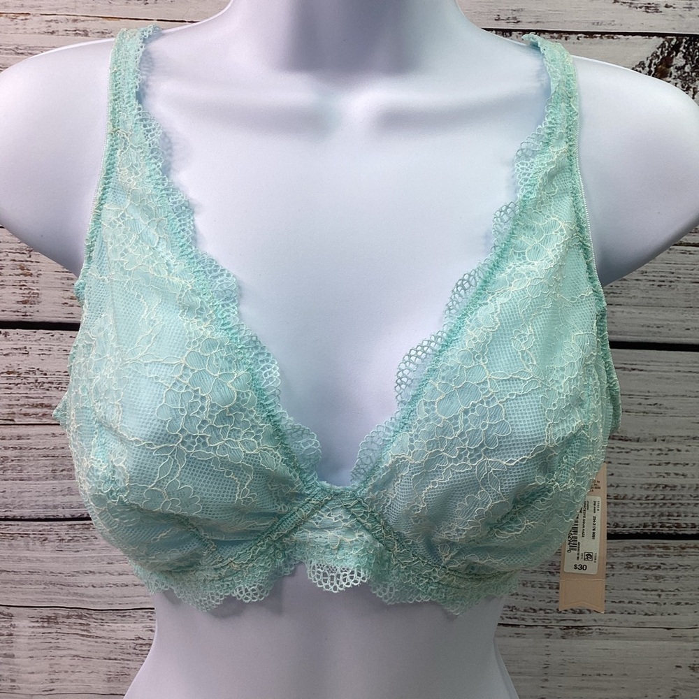NEW AMBRIELLE SIZE XL 8 LACE‎ AQUA GREEN BRA UNDERWEAR SEXY INTIMATES NWT